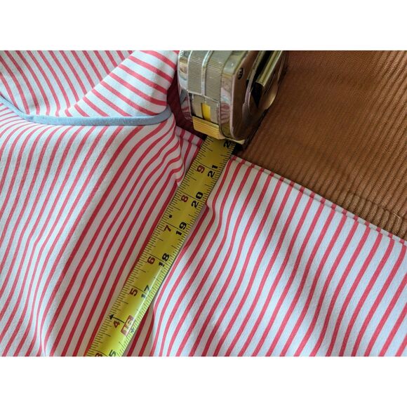 NWT Addison Bay Large Double Knit Alley Quarter Zip Guava Baby Blue Stripe L - Picture 5 of 6